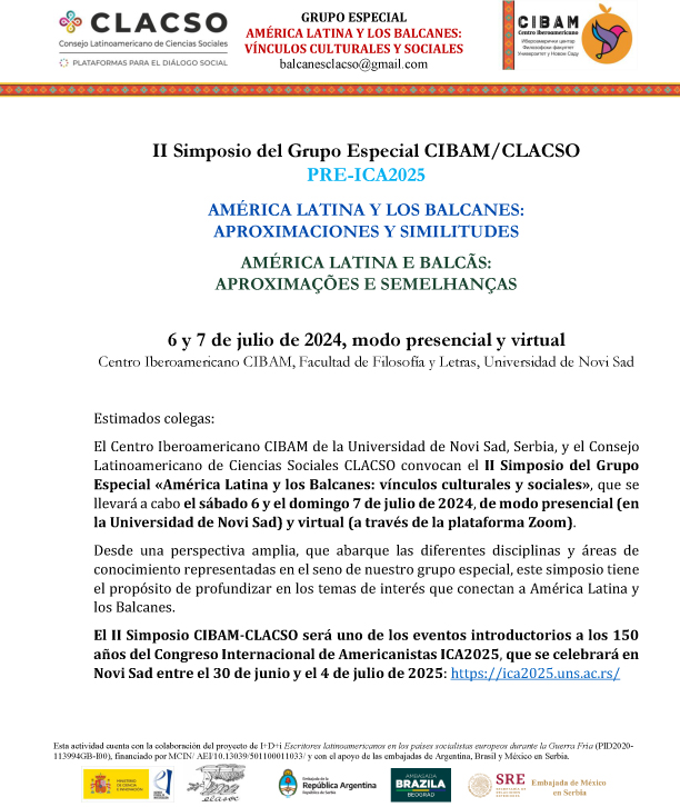Convocatoria de comunicaciones para el II Simposio CIBAM-CLACSO "América Latina y los Balcanes"