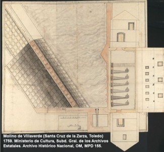 Molino de Villaverde (Santa Cruz de la Zarza, Toledo) 1759. Ministerio de Cultura, Subd. Gral. de los Archivos Estatales. Archivo Histórico Nacional, OM, MPD 155 Molino de Villaverde (Santa Cruz de la Zarza, Toledo) 1759. Ministerio de Cultura, Subd. Gral. de los Archivos Estatales. Archivo Histórico Nacional, OM, MPD 155