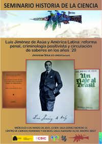 Seminario de Historia de la Ciencia: "Luís Jiménez de Asúa y América Latina: reforma penal, criminología positivista y circulación de saberes en los años 20