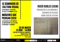 Cartel del seminario IX Seminario de Cultura Visual 2020 «Imágenes que piensan»: "Preguntar a las imágenes. Guernica de Picasso como caso de estudio"