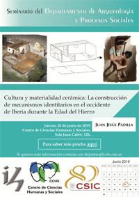 Seminario del Departamento de Arqueología y Procesos Sociales: "Cultura y materialidad cerámica: La construcción de mecanismos identitarios en el occidente de Iberia durante la Edad de Hierro"