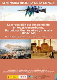 Seminario de Historia de la Ciencia: "La circulación del conocimiento en redes transurbanas. Barcelona, Buenos Aires y más allá (1880-1940)"