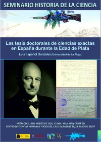 Seminario de Historia de la Ciencia: "Las tesis doctorales de ciencias exactas en España durante la Edad de Plata"