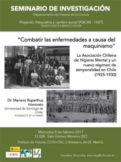 Seminario de investigación: "Combatir las enfermedades a causa del maquinismo. La Asociación Chilena de Higiene Mental y un nuevo régimen de temporalidad en Chile (1925-1930)"